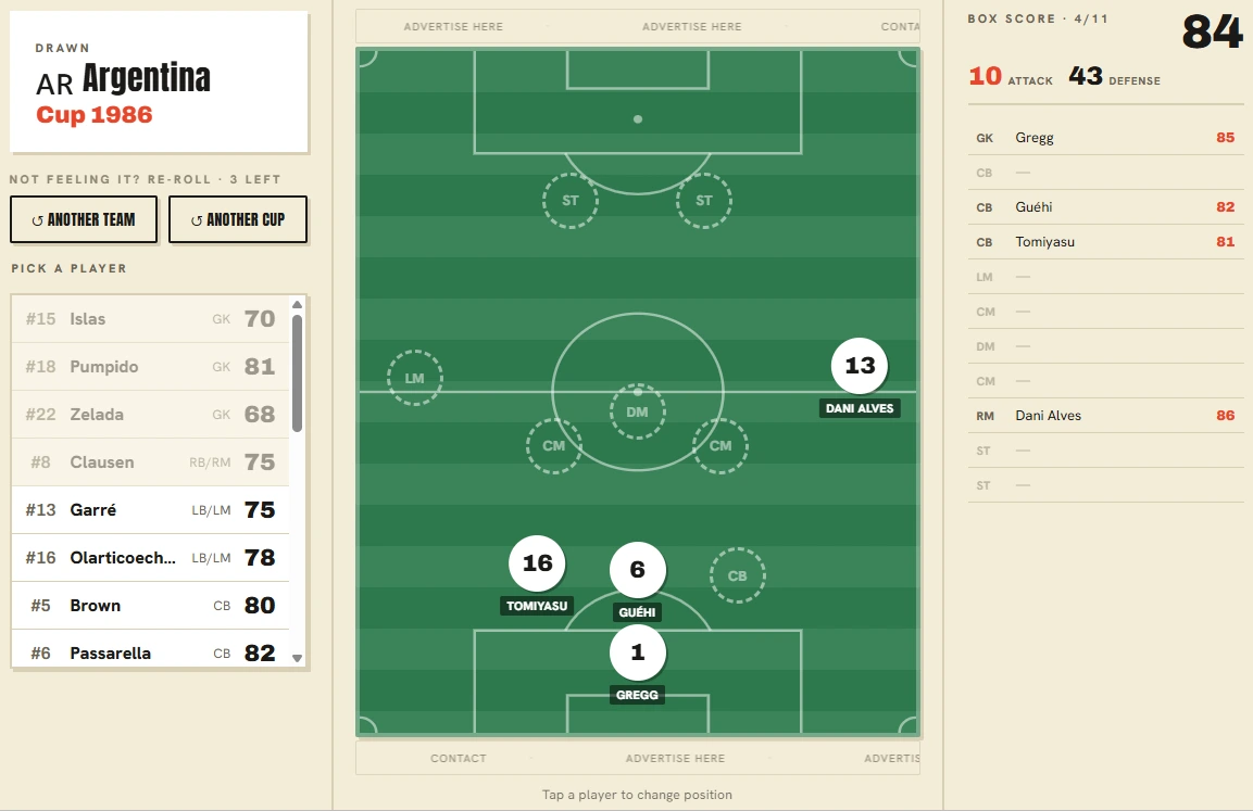 7a0 - Sete a Zero team roll screen
